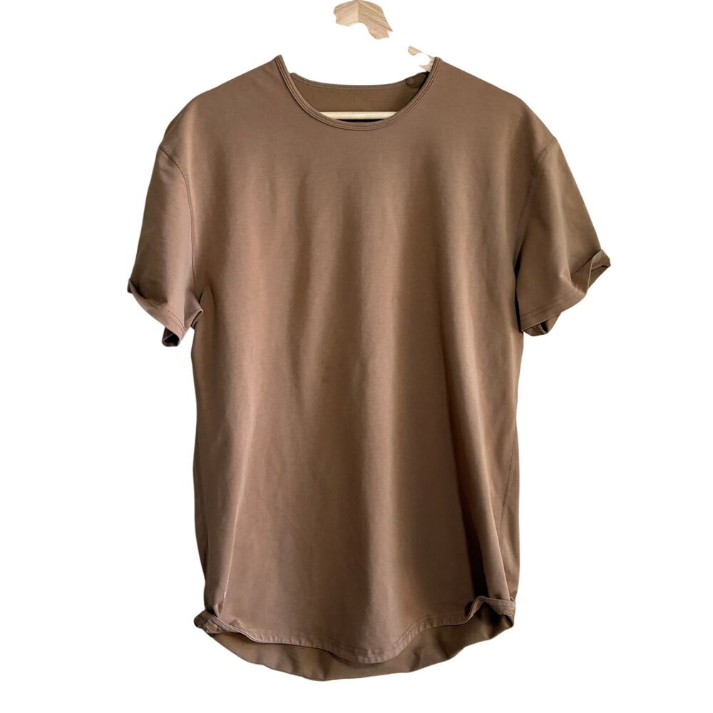 bylt drop cut short sleeved men's t-shirt size large summer workout top brown